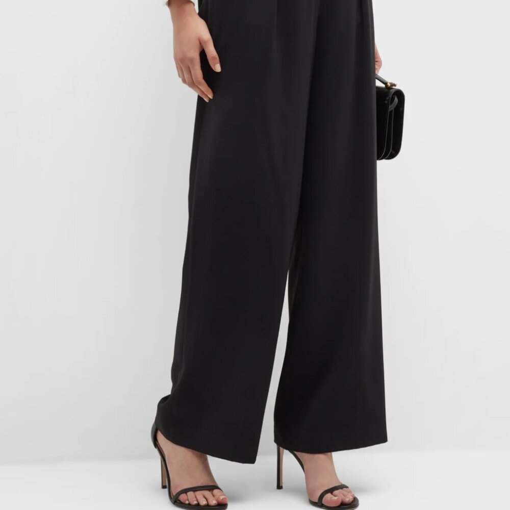 Ann Taylor Black small print silk chiffon Palazzo Pants